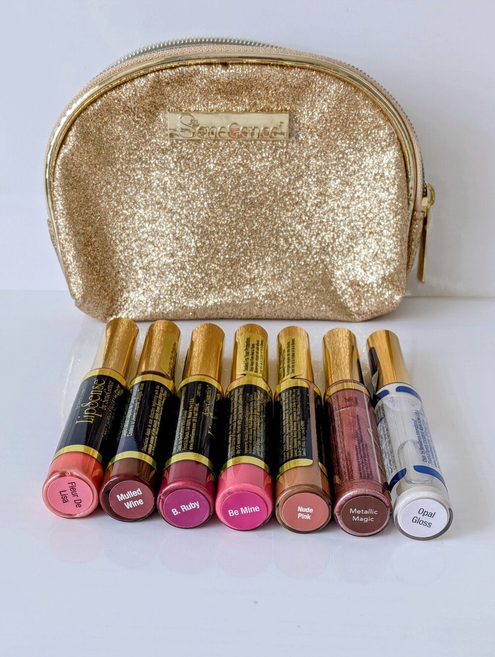 Bold And Fun SeneGence LipSense Collection 6 Colours + Gloss With Glitter Pouch